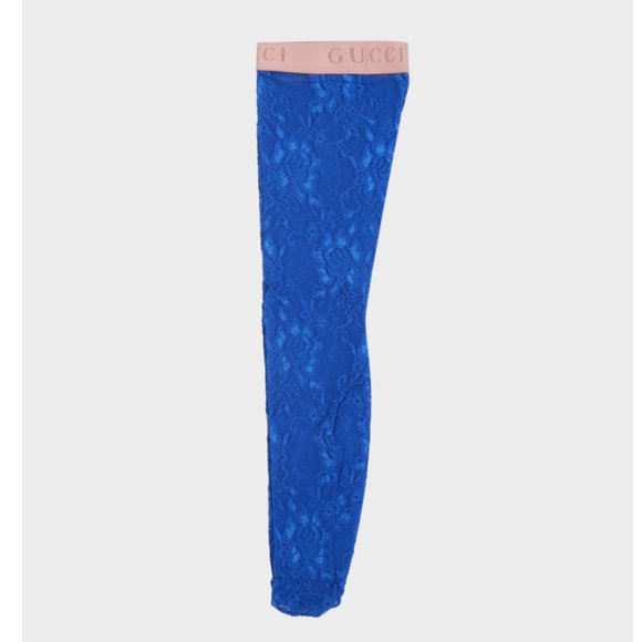 Gucci Metallic Floral Lace Socks in Royal Blue - Picture 1 of 8